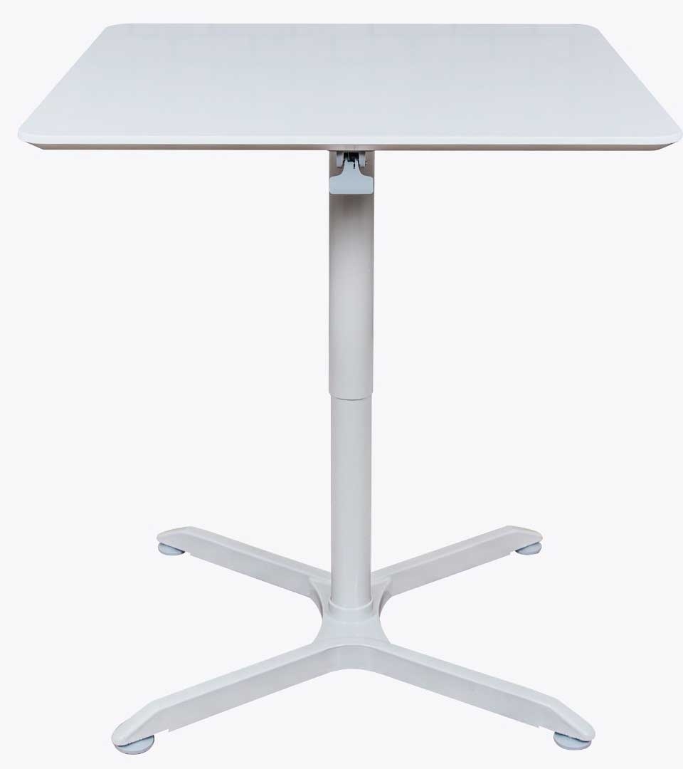 Luxor Glass Pneumatic Height Adjustable Square Cafe Table, 31.5 x 25.2 - 40 inch Height