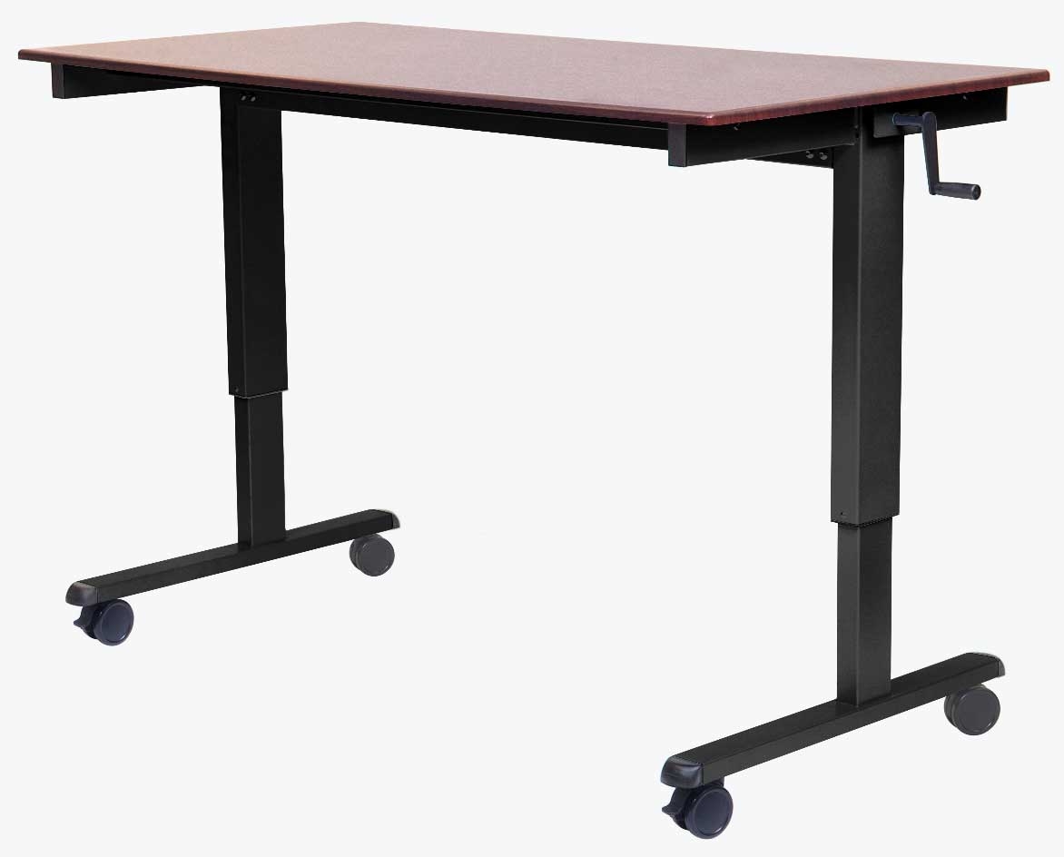 Luxor Black Crank Adjustable Stand Up Desk with Dark Walnut Finish, 47.25 x 29.5 x 29.5 to 45.25 inch Height