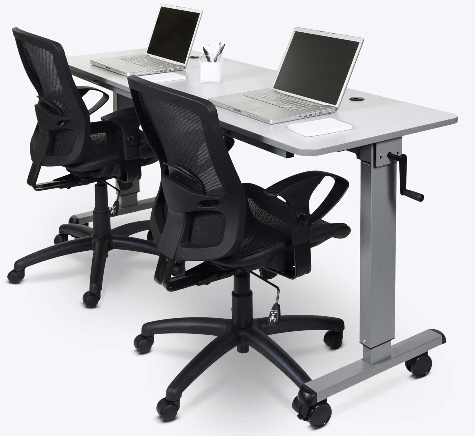 Luxor Adjustable Flip-Top Table with Crank Handle, 59 x 23.6 x 30 to 45.25 inch Height
