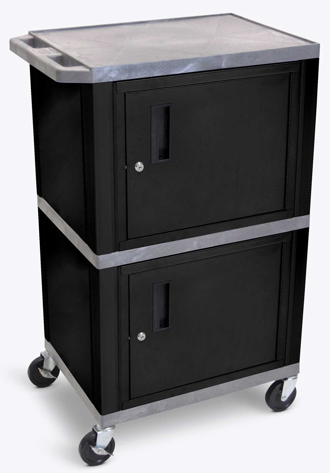 Luxor Gray Double Cabinet Tuffy AV Cart, 24 x 18 x 42 inch Height