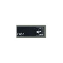 Winco Black Push Information Sign with Symbol, 3 x 9 inch.