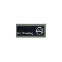 Winco Black No Smoking Information Sign with Symbol, 3 x 9 inch.