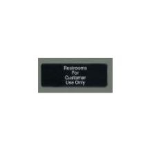 Winco Black Restroom for Customer Information Sign with Symbol, 3 x 9 inch.