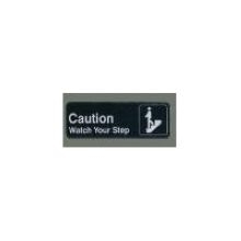 Winco Black Caution/Watch Your Step Information Sign with Symbol, 3 x 9 inch.