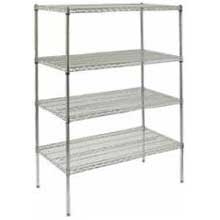 Winco Chrome Plated 4 Tier Wire Shelving Set, 18 x 36 x 72 inch -- 1 set.