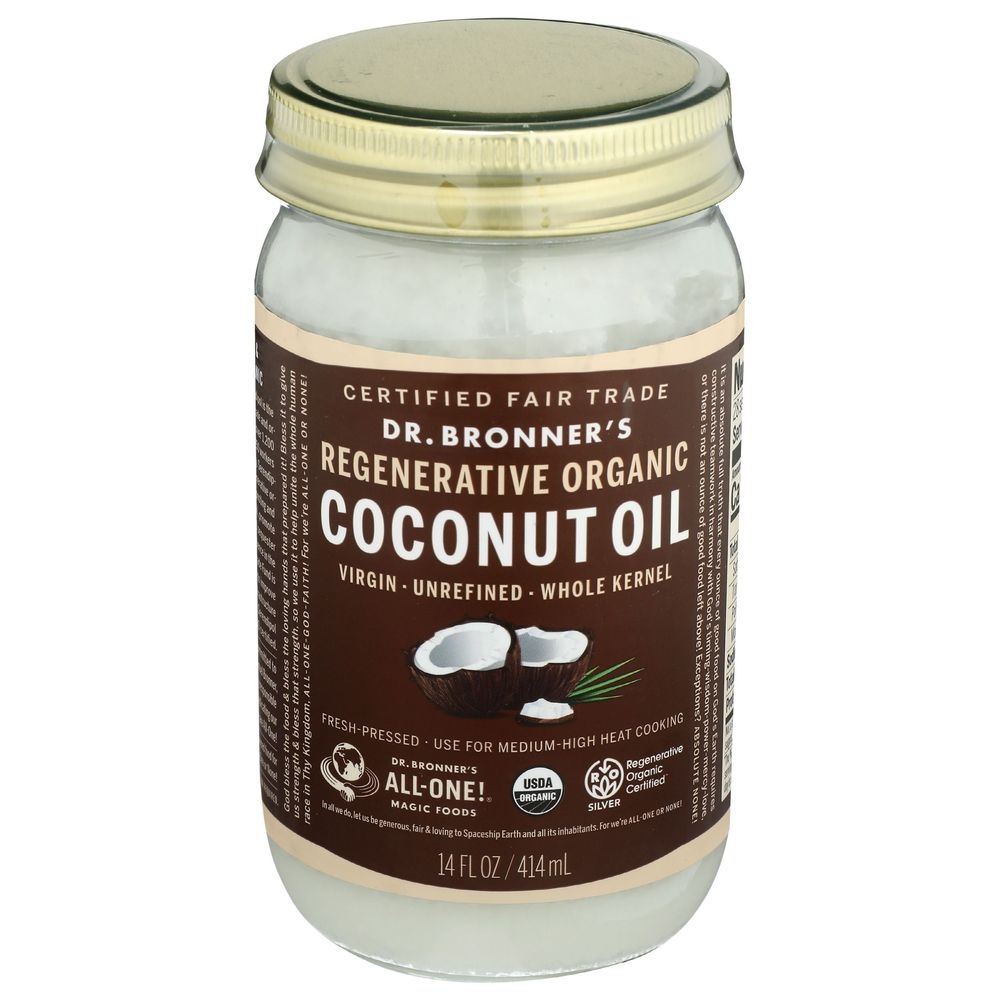 Dr. Bronner's Organic Virgin Unrefined Whole Kernel Coconut Oil, 14 Fluid Ounce -- 12 Per Case