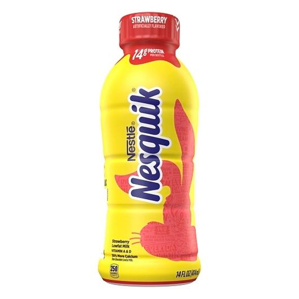 Nestle Nesquick Ready To Drink Lowfat Strawberry Milk, 14 Fluid Ounce -- 12 Per Case