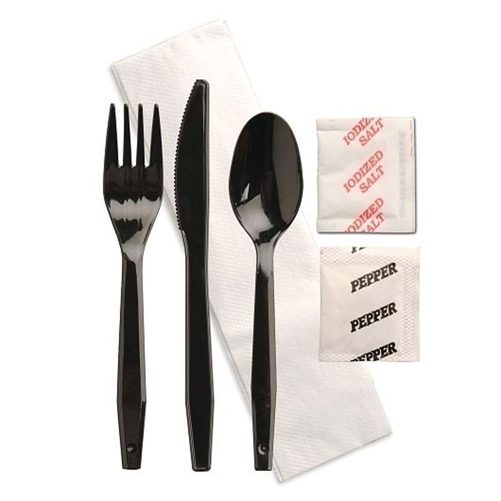 Black Ebony Individually Wrapped Cutlery Kit