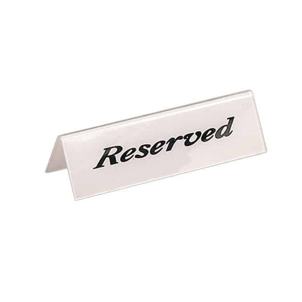 American Metalcraft White With Black Acrylic Heavy Weight Table Reserved Sign, 2 X 6 Inch