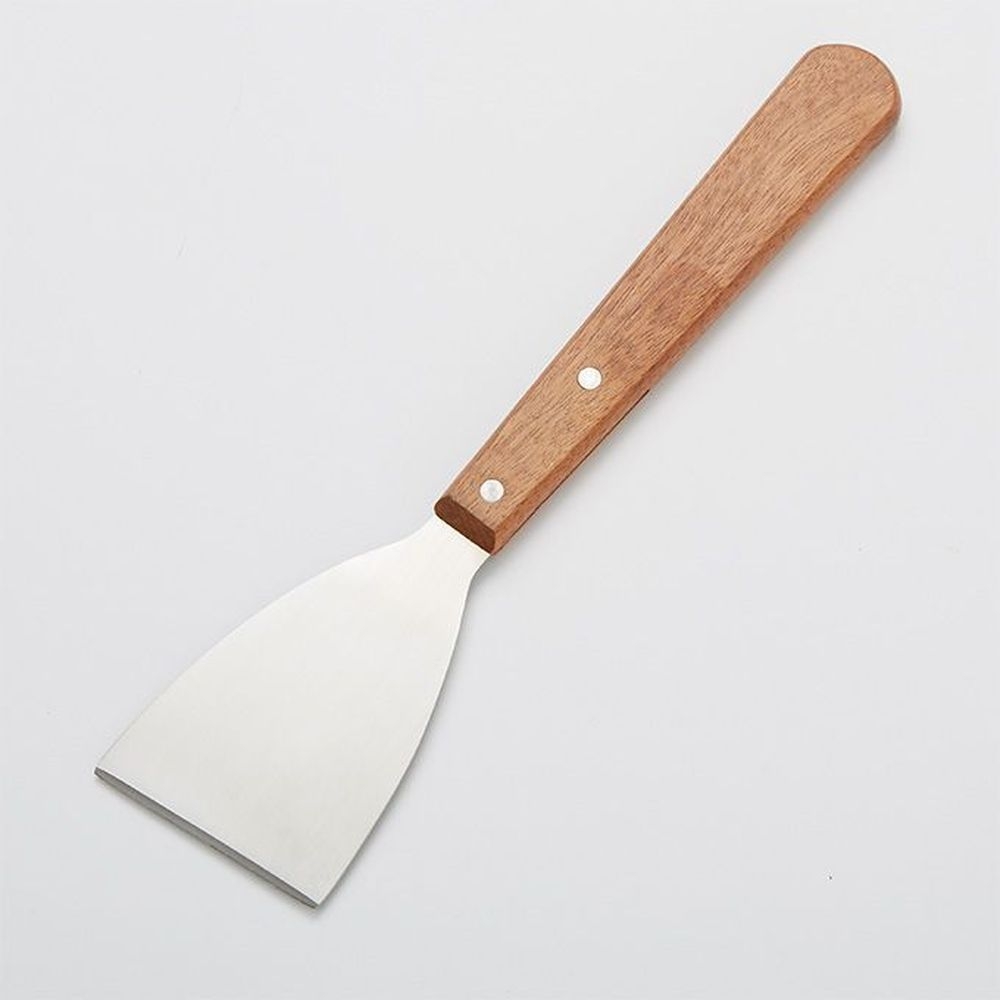 American Metalcraft Stainless Steel Slant Edge Scraper With Wood Handles, 12 X 3 Inch