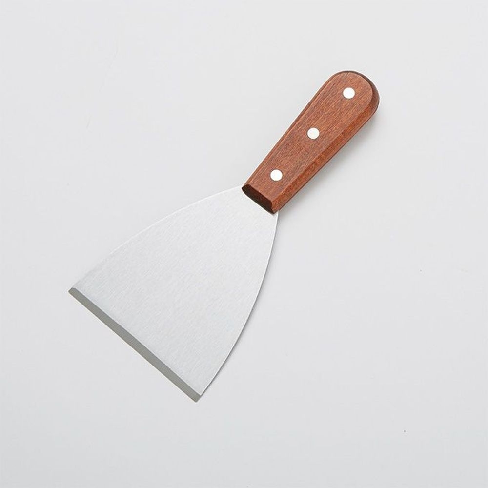 American Metalcraft Stainless Steel Slant Edge Scraper With Wood Handles, 8-1/4 X 4 Inch