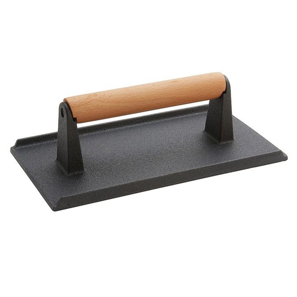 American Metalcraft Black / Brown Cast Iron Steak Weight, 9 X 5 Inch