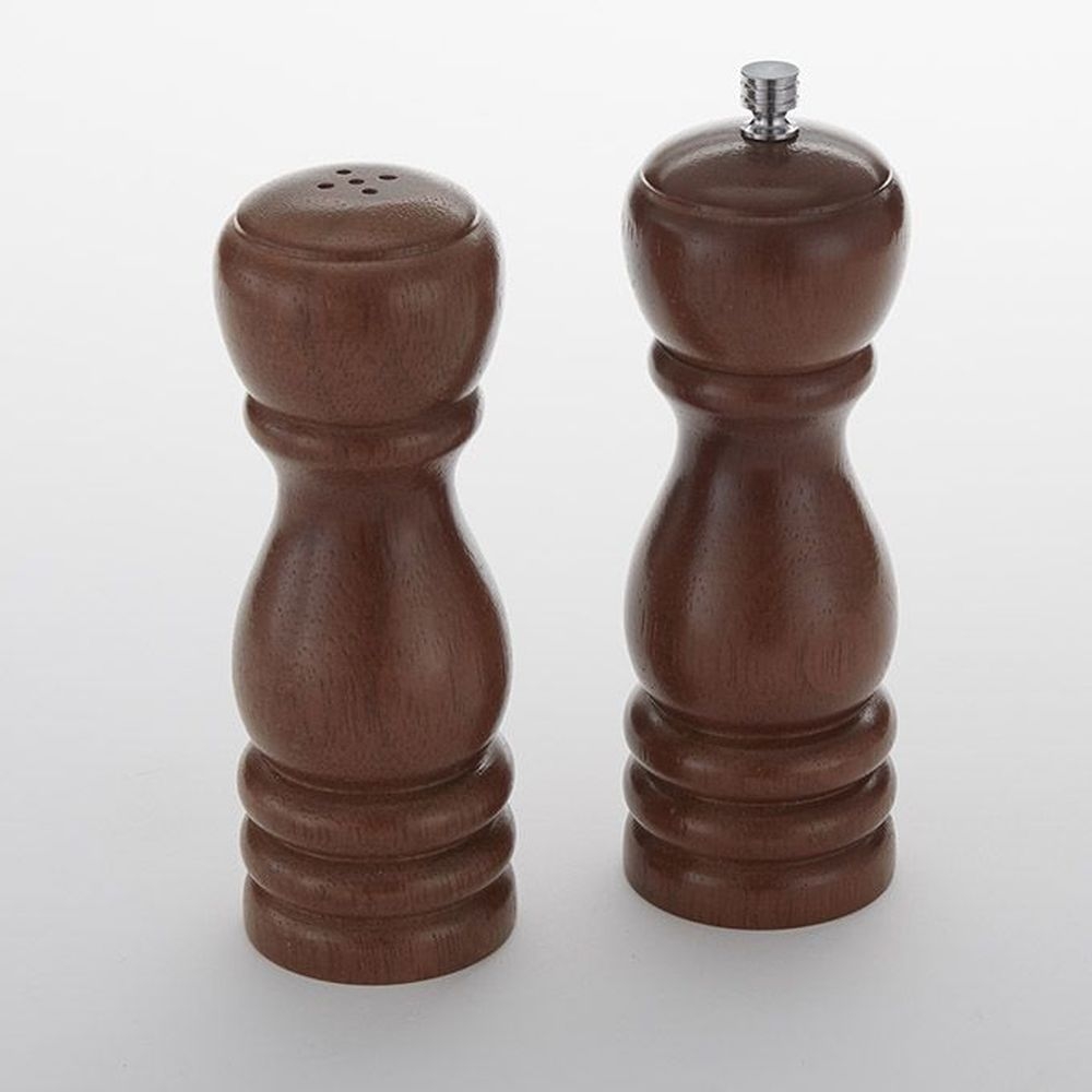 American Metalcraft Brown Mahogany Wood Salt And Pepper Mill Set, 6 Inch