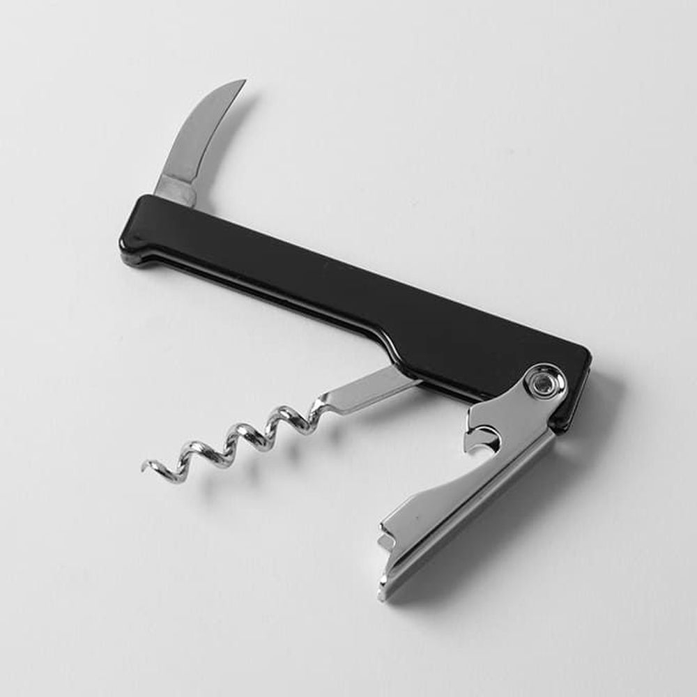 American Metalcraft Stainless Steel Waiters Corkscrew With Black Plastic Handle, 4-1/2 X 1 X 7/8 Inch