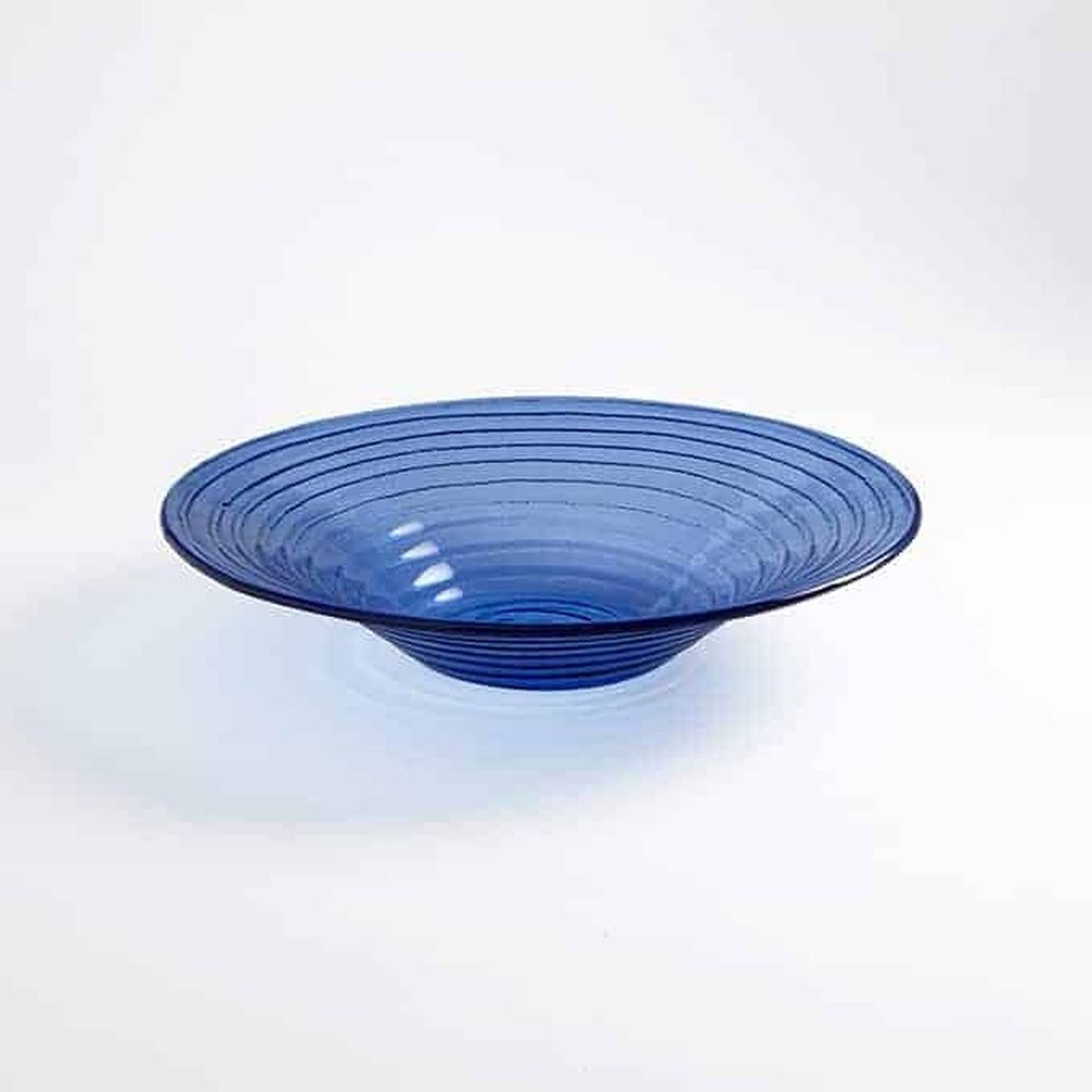 American Metalcraft Blue Recycled Glass 98 Ounce Round Glacier Bowl, 14 Inch Dia. X 3 Inch Height