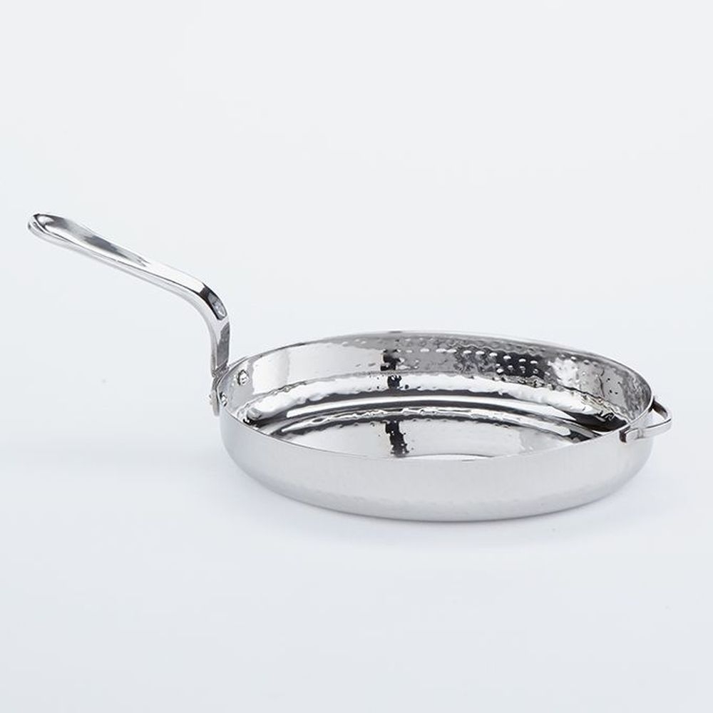 American Metalcraft Hammered Stainless Steel 22 Ounce Oval Mini Fry Pan With 4 Inch Handle, 8 X 6-1/4 X 12-5/8 Inch