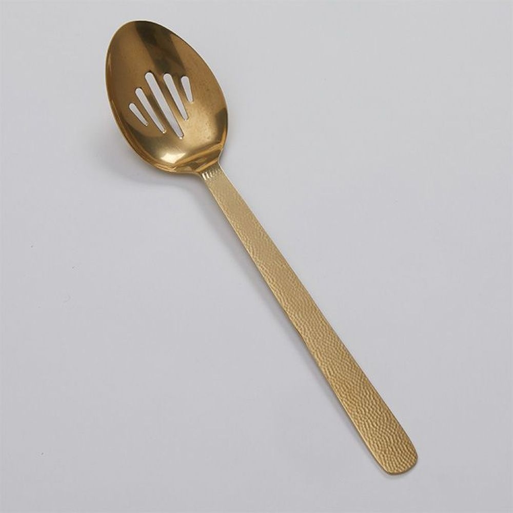 American Metalcraft Vintage Gold Hammered Stainless Steel Slotted Spoon, 13 1/4 Inch Length