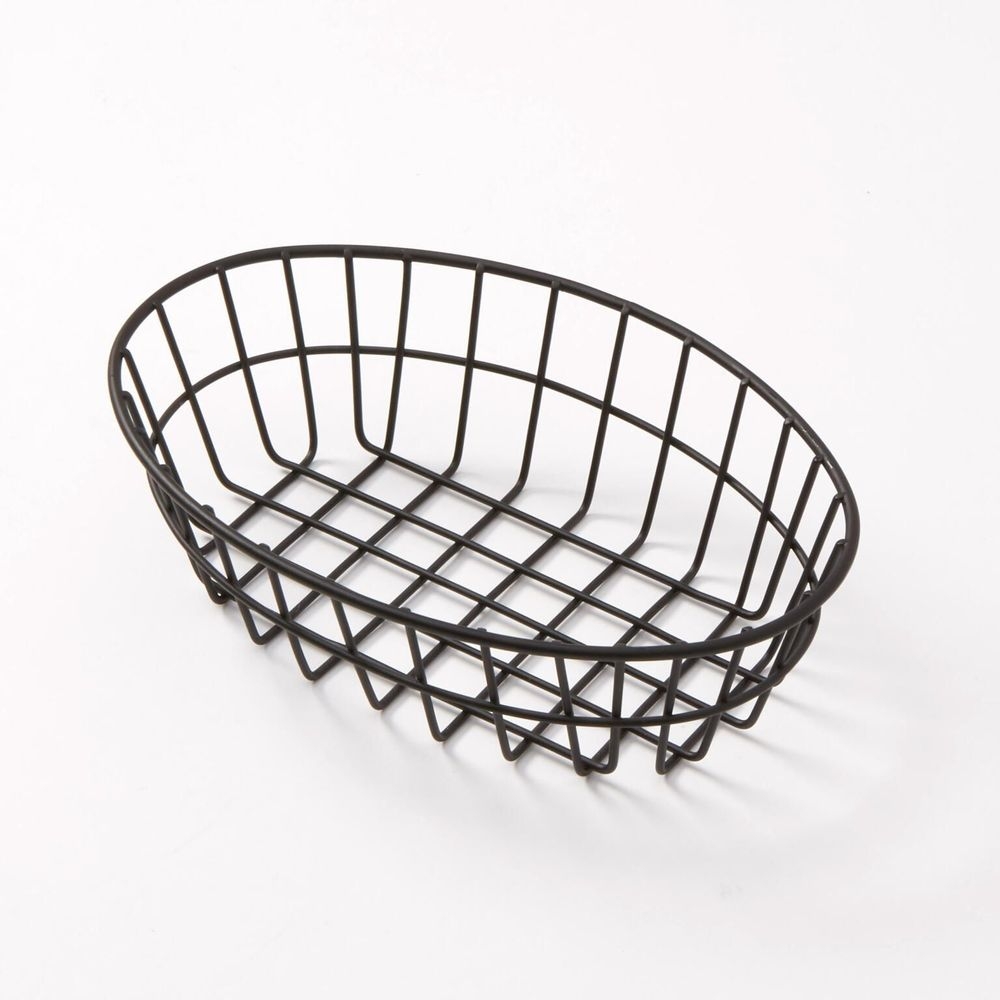 American Metalcraft Black Iron Oval Wire Grid Basket, 9 X 6 X 2-1/2 Inch