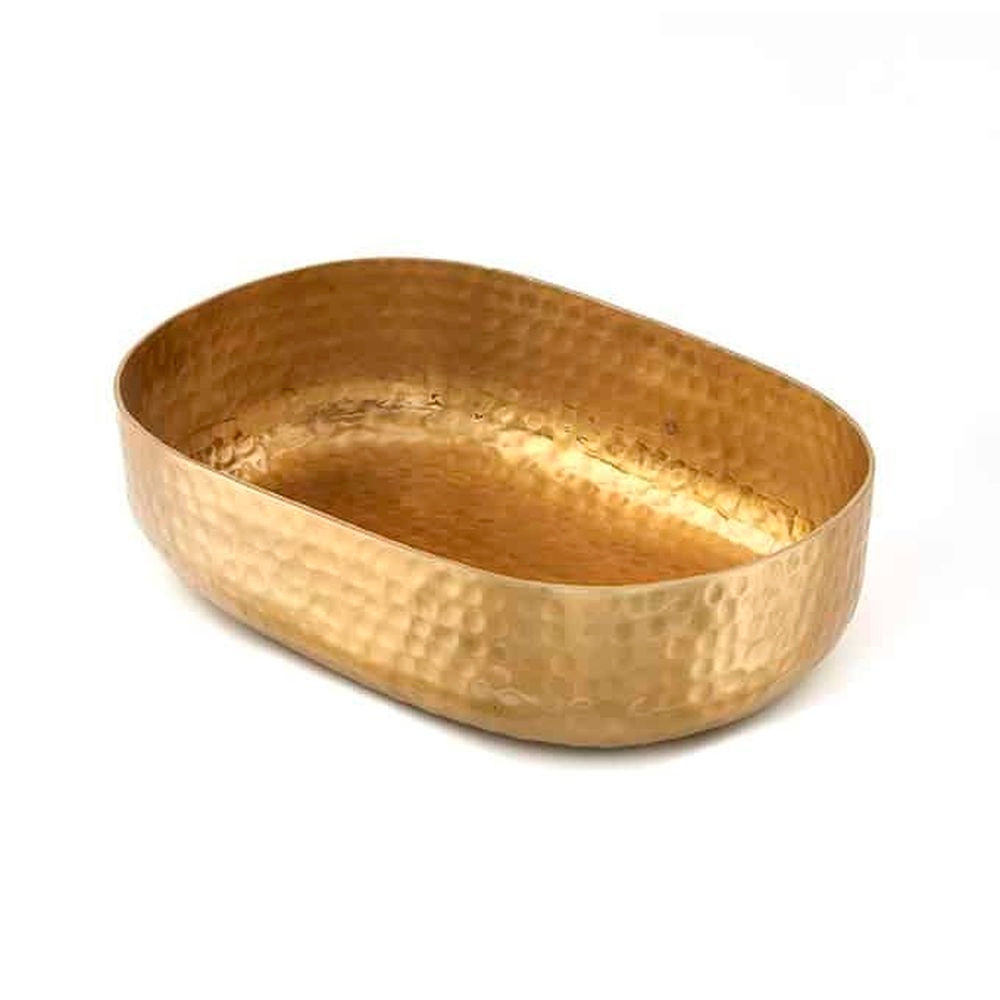 American Metalcraft Gold Hammered Aluminum 48 Ounce Oval Bowl, 9-1/4 X 6-3/8 X 2-1/2 Inch
