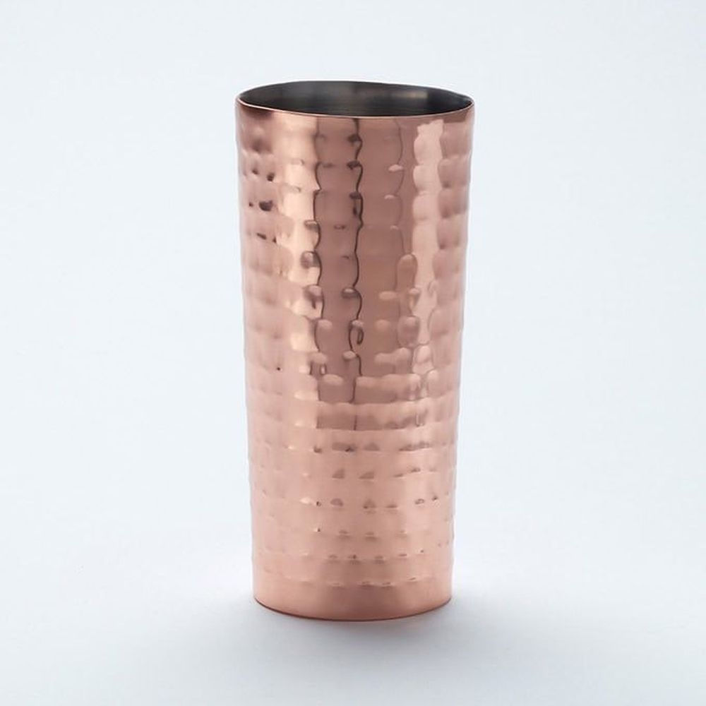 American Metalcraft Copper Color Hammered Stainless Steel 14 Ounce Collins Glass, 2-5/8 Inch Dia. X 6 Inch Height