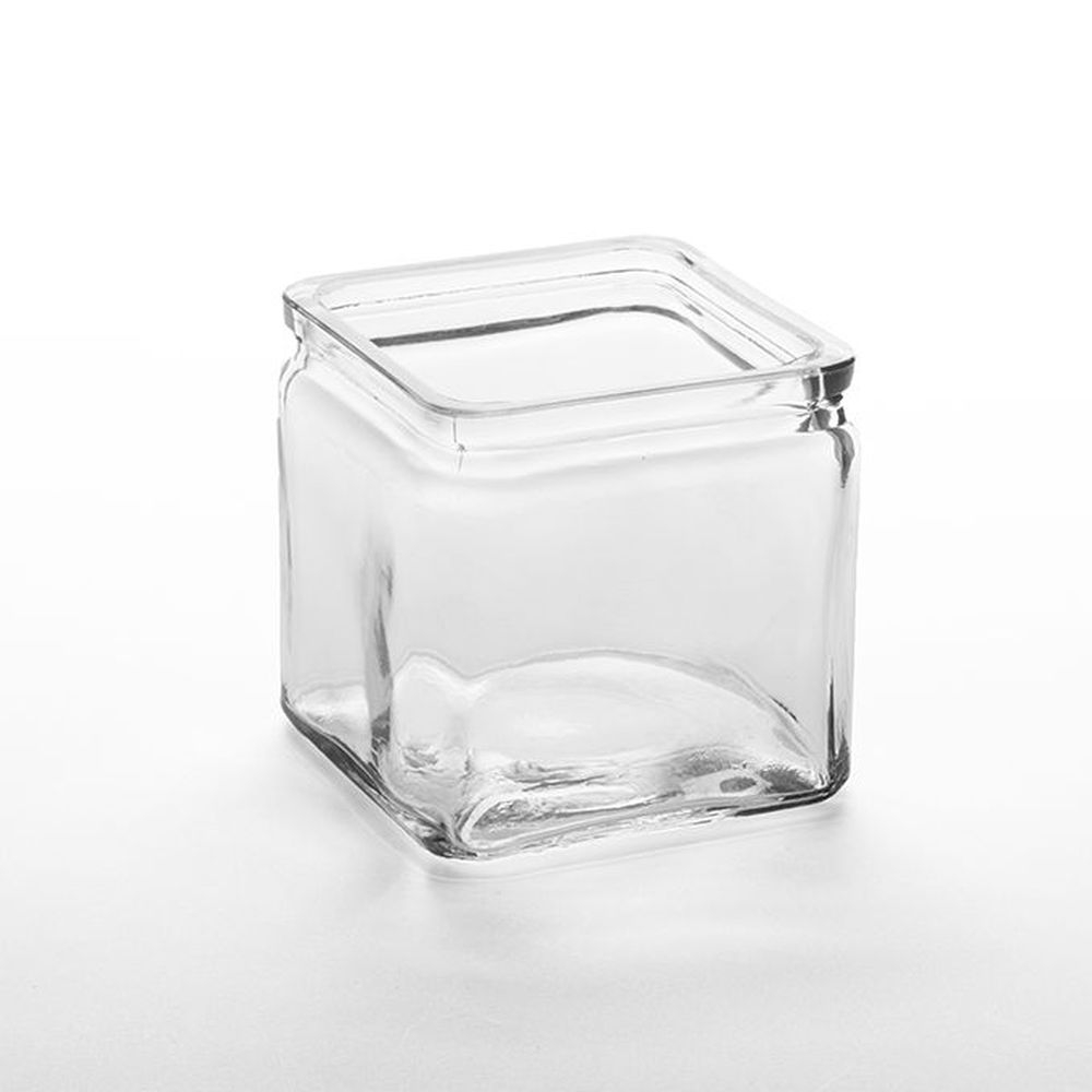 American Metalcraft Clear Glass 24 Ounce Square Jar, 4 X 4 X 4 Inch