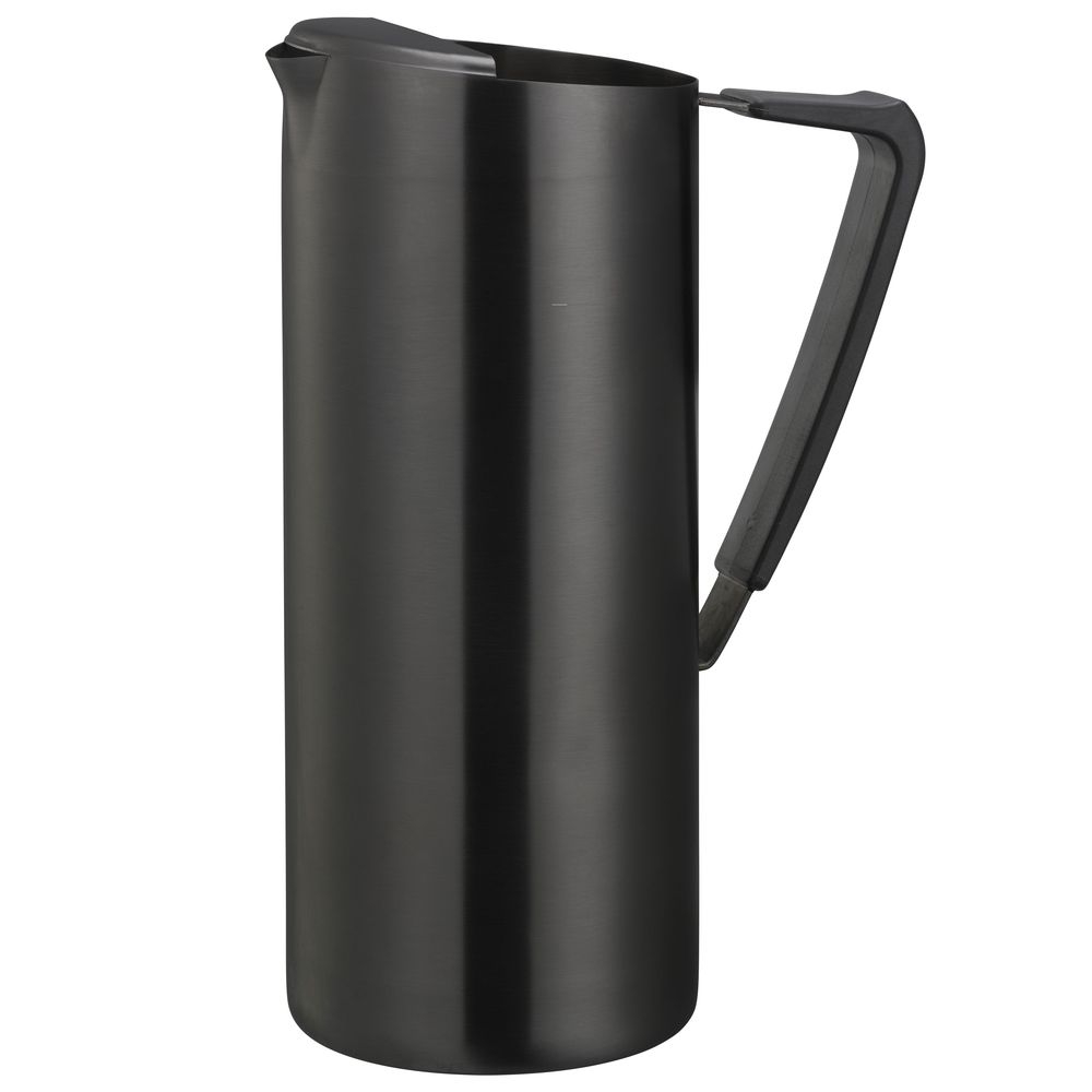 Service Ideas Slim Black Onyx Finish Stainless Water Pitcher With Ice Guard, 1.9 Liter Capacity