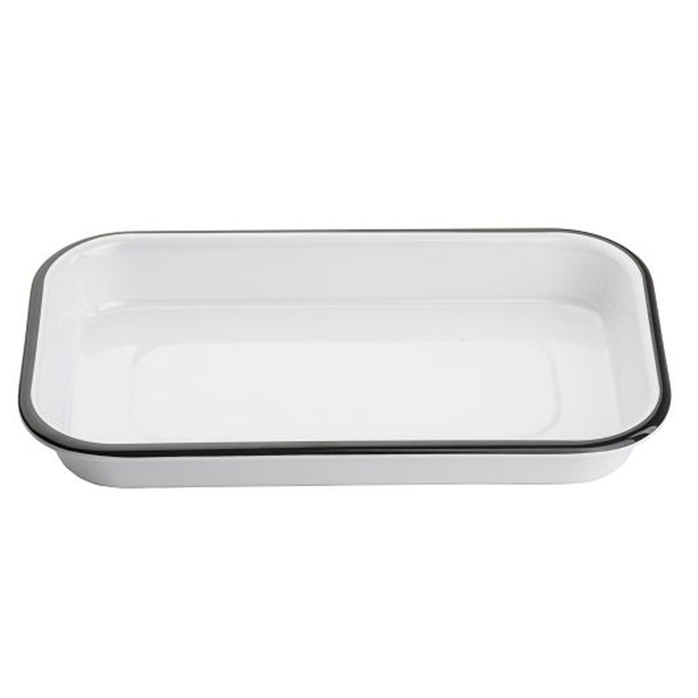 Tablecraft White With Black Rim 1/8 Size Melamine Sheet Pan, 10.125 X 6 X 1.125 Inch