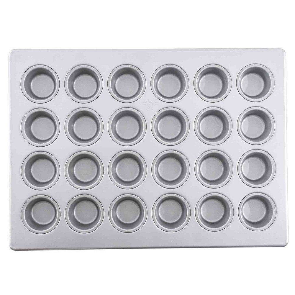 Tablecraft Aluminized Steel With Non-stick Silicone Glaze 24 Cups Mini Muffin Pan