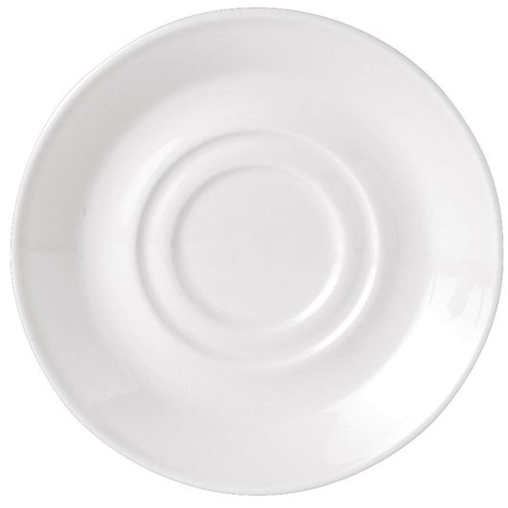 Simplicity White Alumina Vitrified 4 5/8 inch Double Well Saucer, 36 count