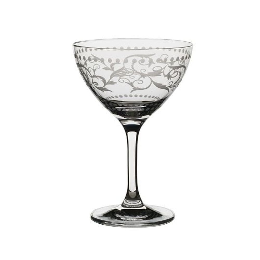 Vintage Dots Crystalline 8 Ounce Martini Cocktail Glass, 24 count