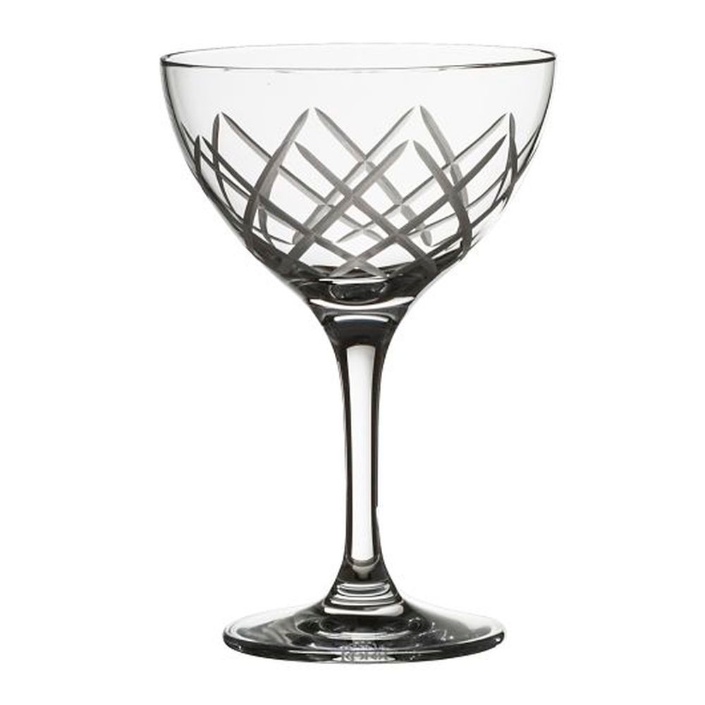 Diamond Cut Crystalline 8 Ounce Martini Cocktail Glass, 24 count