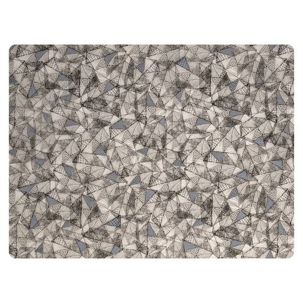 Black and Grey Hatch Silicone 16 x 12 inch Placemat, 12 count