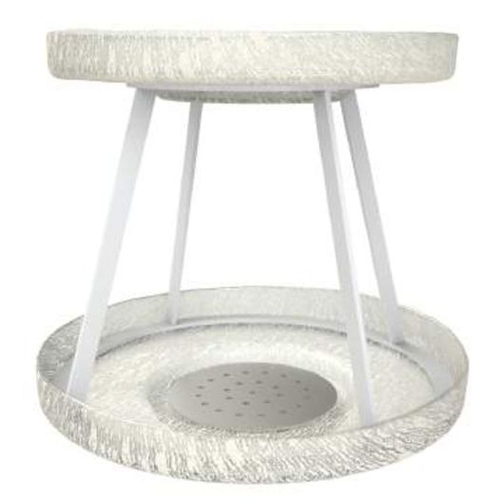 Myglassstudio Crackle Cream Seafood Tower Set With Drains, 10.25 Inch