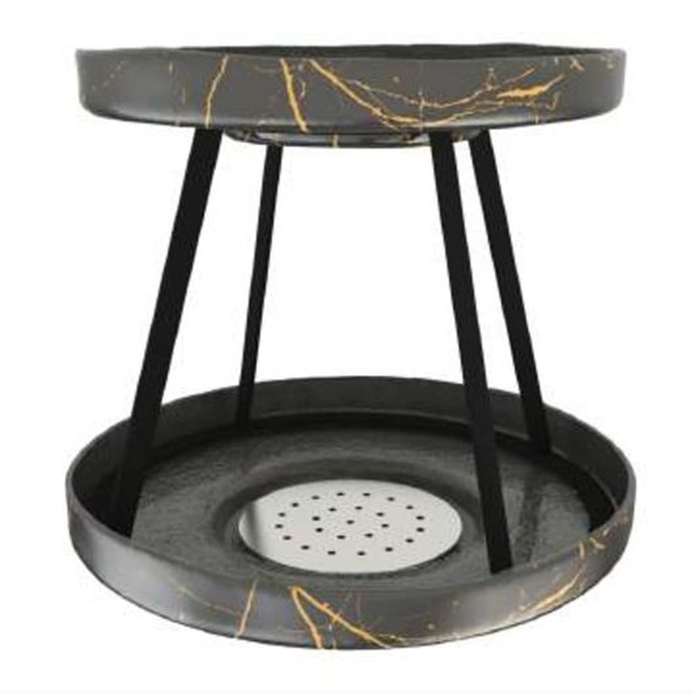 Myglassstudio Marble Grey Seafood Tower Set With Drains, 10.25 Inch