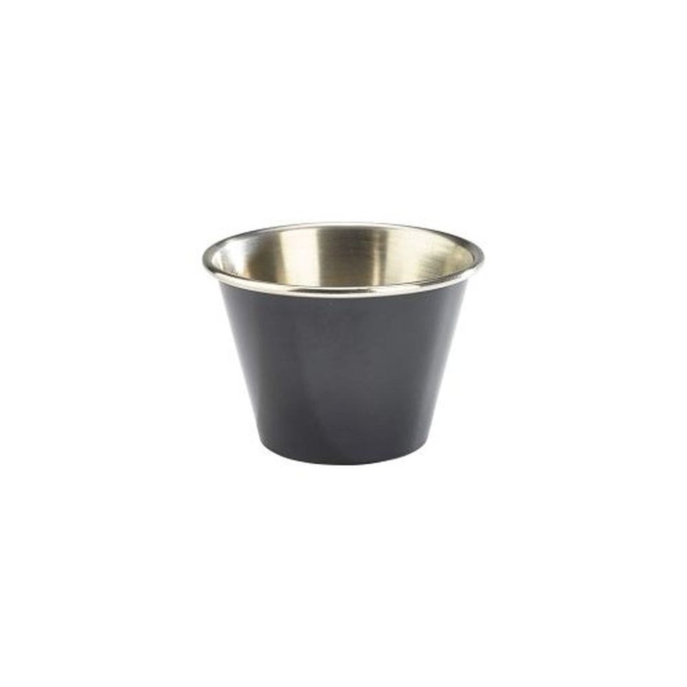 Genware Stainless Steel 2.5 Ounce Black Ramekin, 24 Count