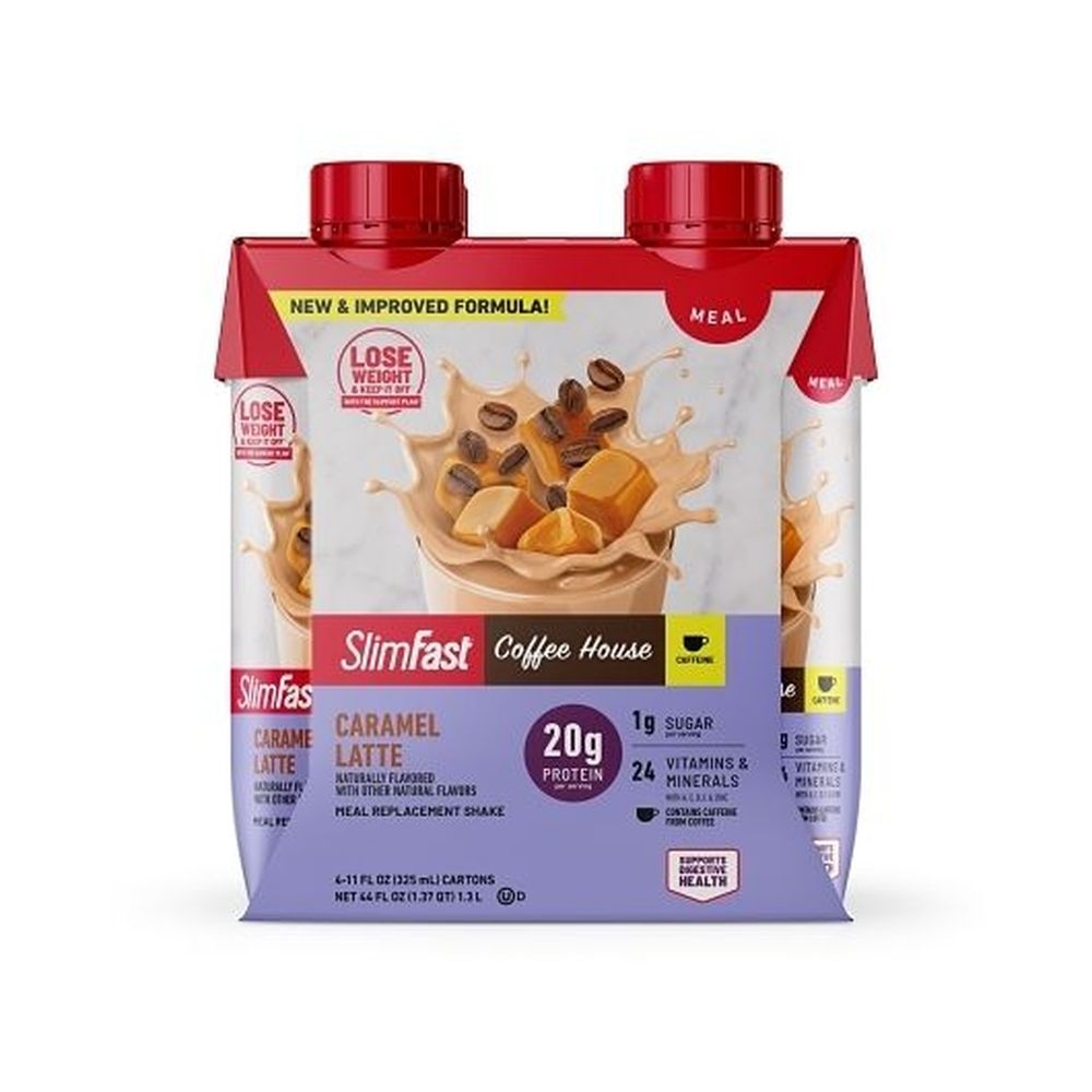 Slimfast 20 Gram High Protein Coffee House Caramel Latte Meal Replacement Shake, 3.15 Pound -- 3 Per Case