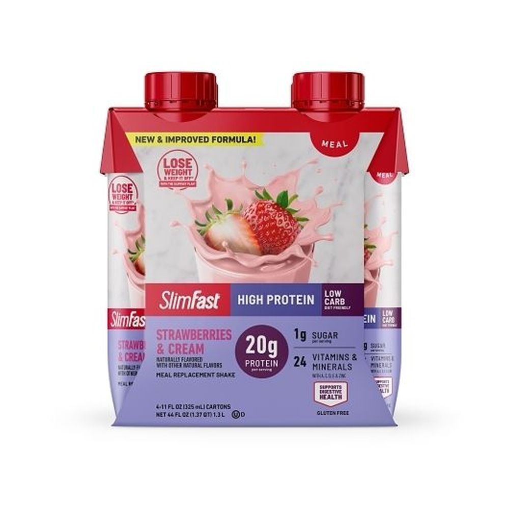 Slimfast Sugar Free Strawberry And Cream Meal Replacement Shake, 44 Fluid Ounce -- 3 Per Case
