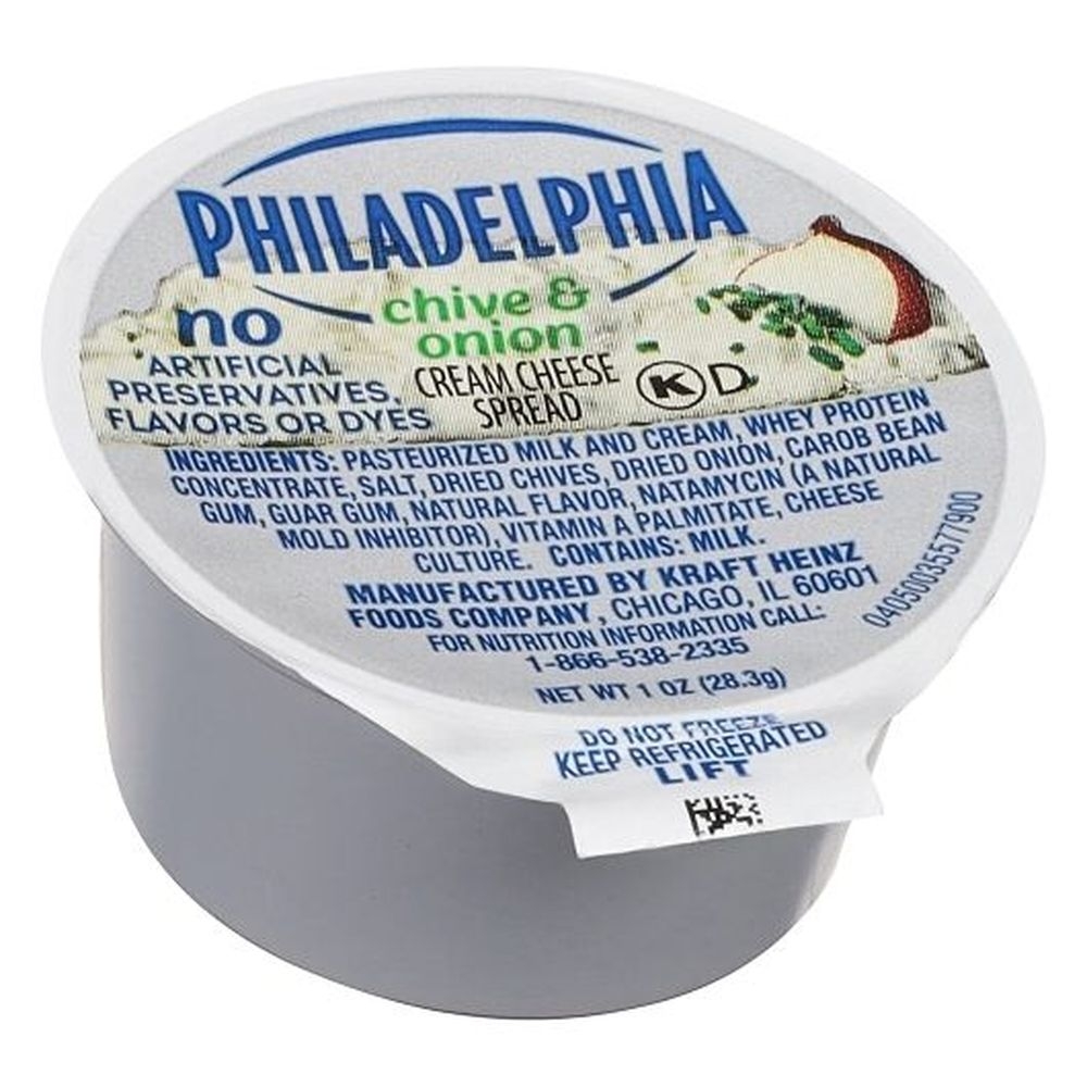 Philadelphia Chive And Onion Cream Cheese, Cup, 1 Ounce -- 100 Per Case