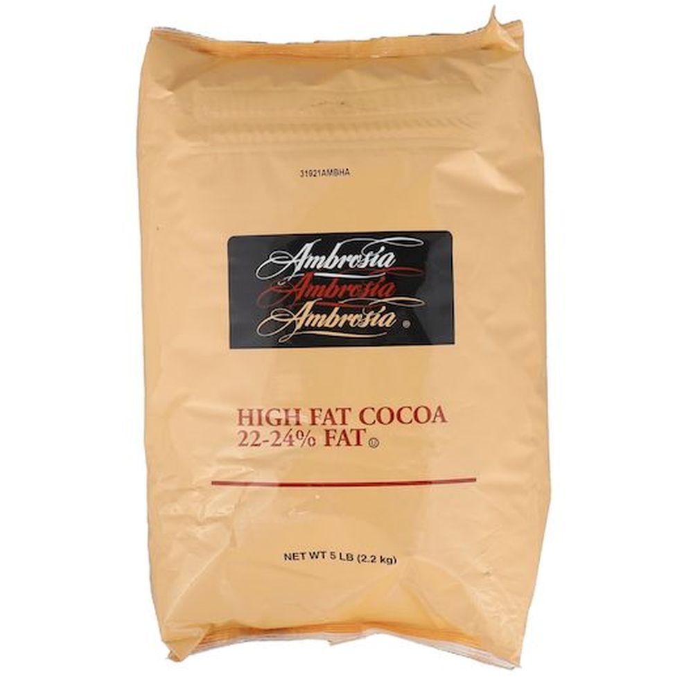 Ambrosia 22/24 Natural High Fat Cocoa Powder, 5 Pound -- 6 Per Case