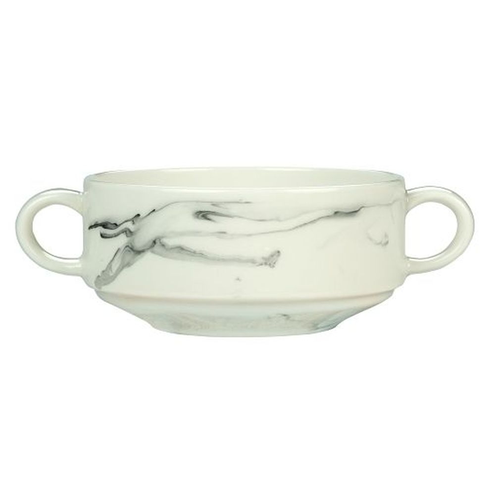 Storytellers Porcelain 5 inch Smoke Cream Soup Bowl with Large Handle