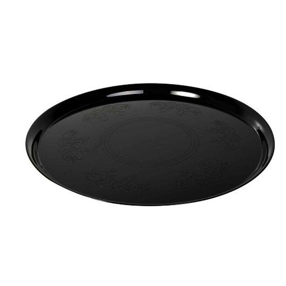 Platter Pleasers 16 inch Polystyrene Black Round Supreme Serving Tray