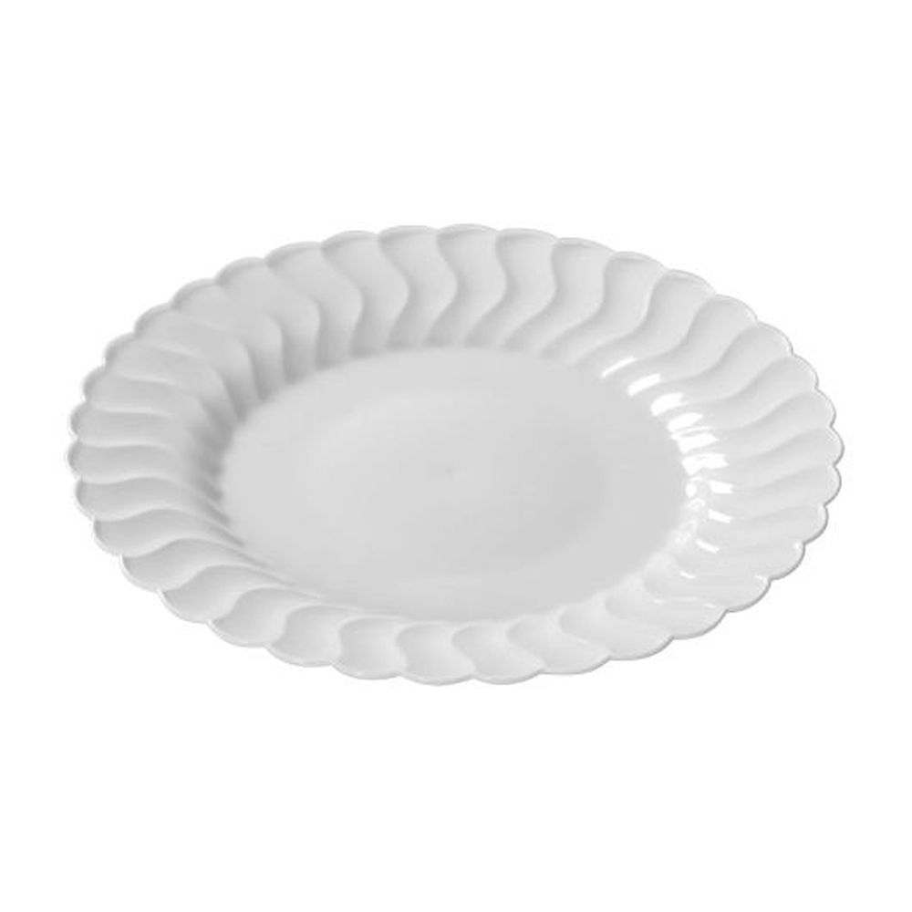 Flairware Ripple Polystyrene 10.25 inch White Dinner Plate