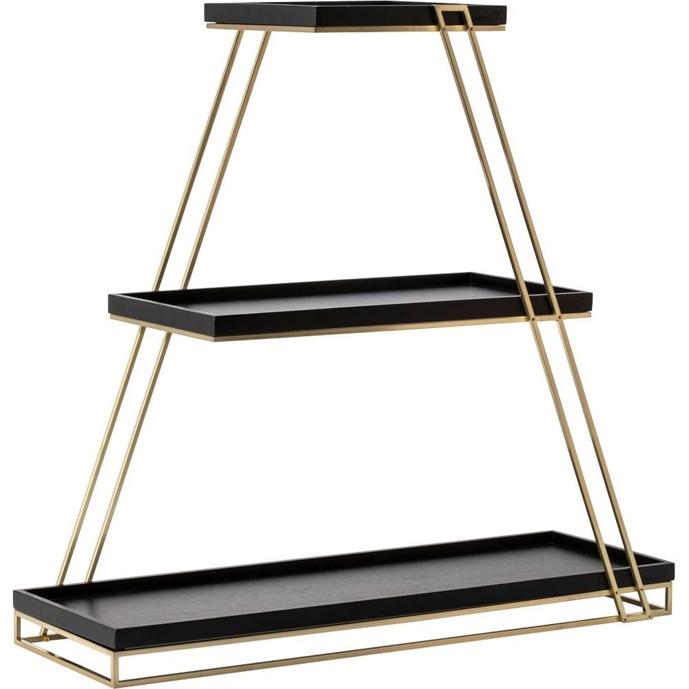 SkyRize Multi-Level Gold Stand with Black Shelves