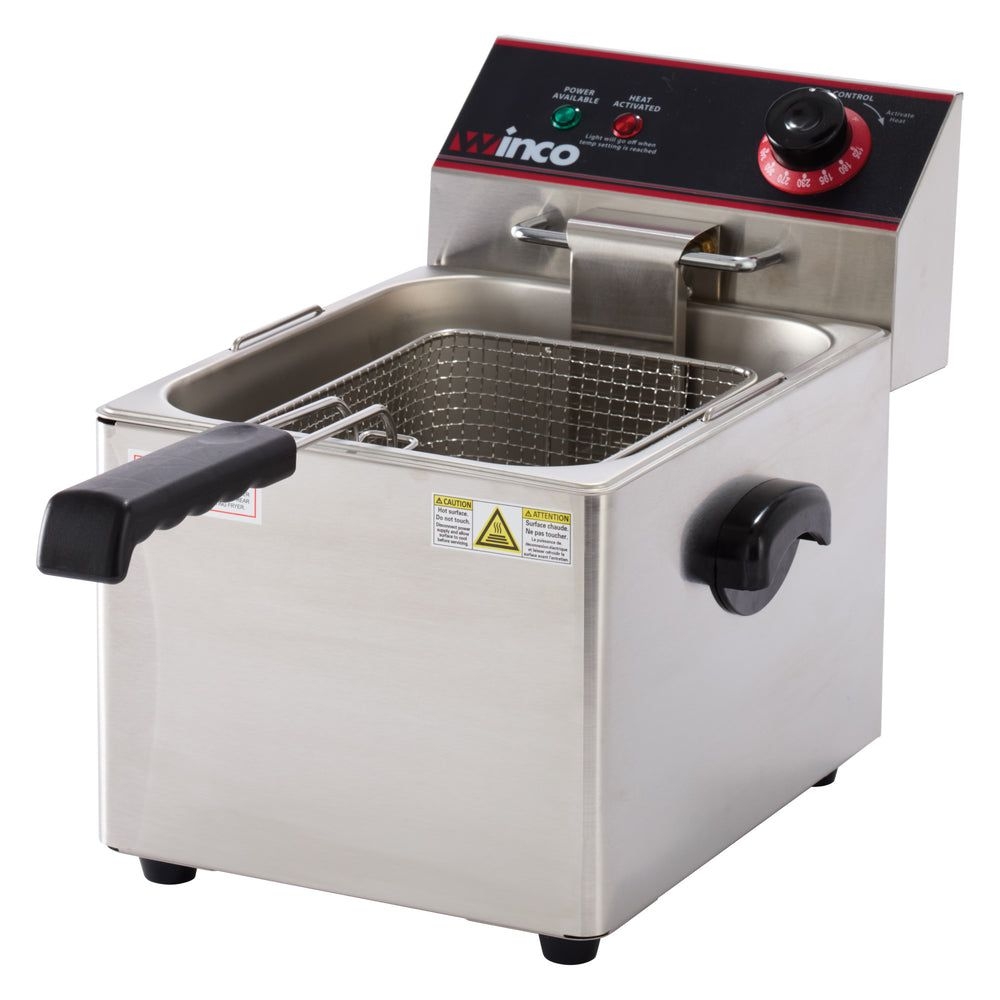 Winco Stainless Steel 120v Electric Single Well Deep Fryer, 11-3/4 X 16 X 13-5/8 Inch