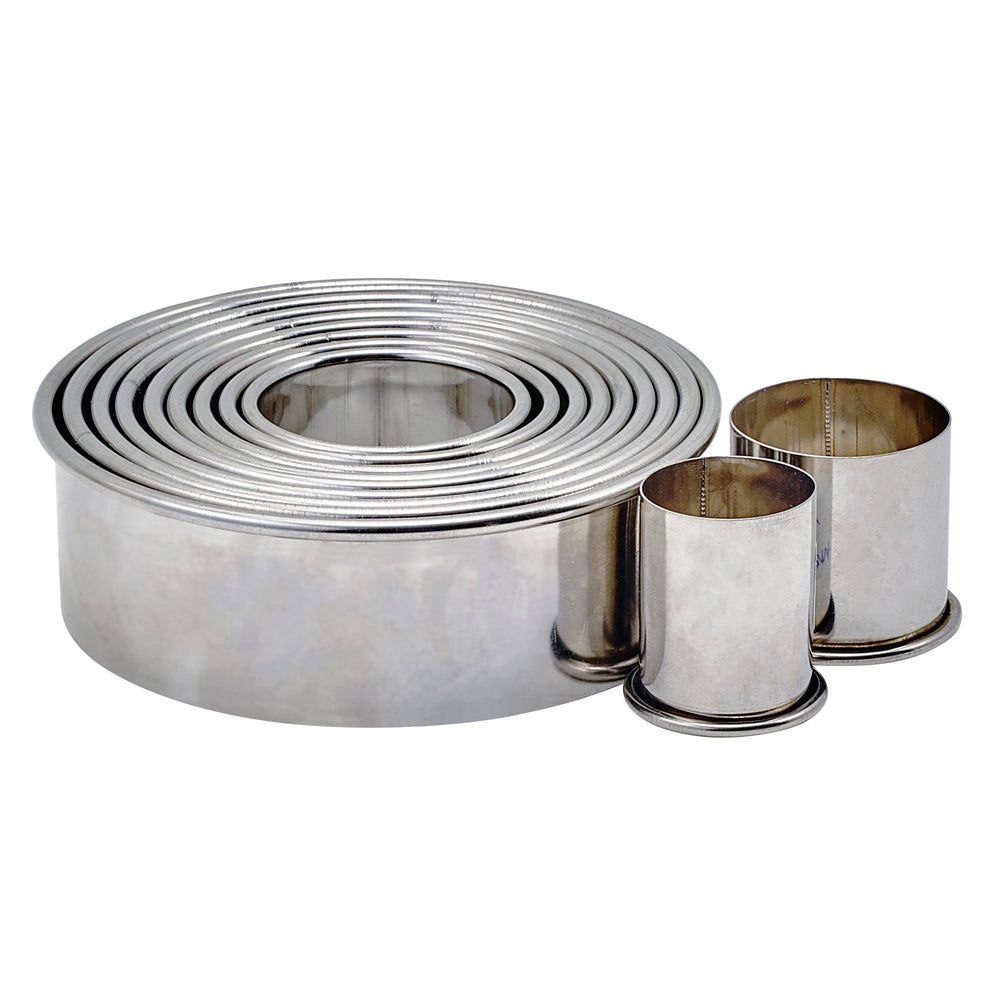 Winco Stainless Steel Plain Round 11 Piece Cookie Cutter Set, 1 To 3 Inch Dia. X 1 Inch Height -- 12 Set Per Case