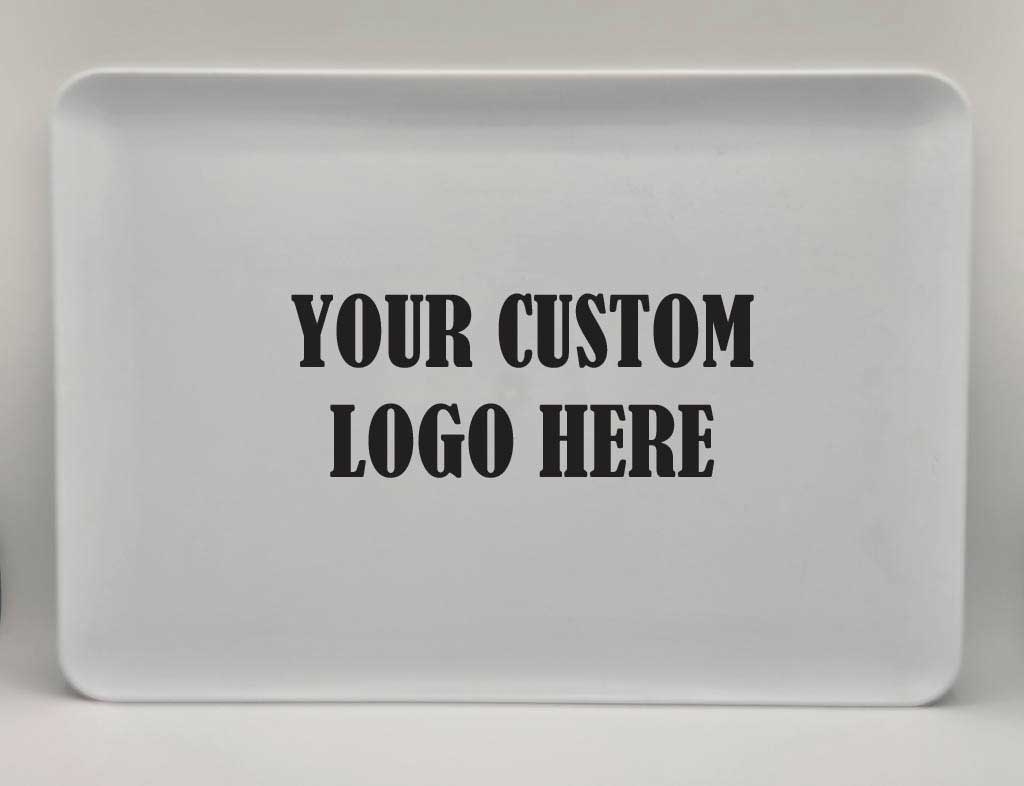12 X 18 High Impact Polystyrene White Serving Tray with 1 COLOR Custom Logo