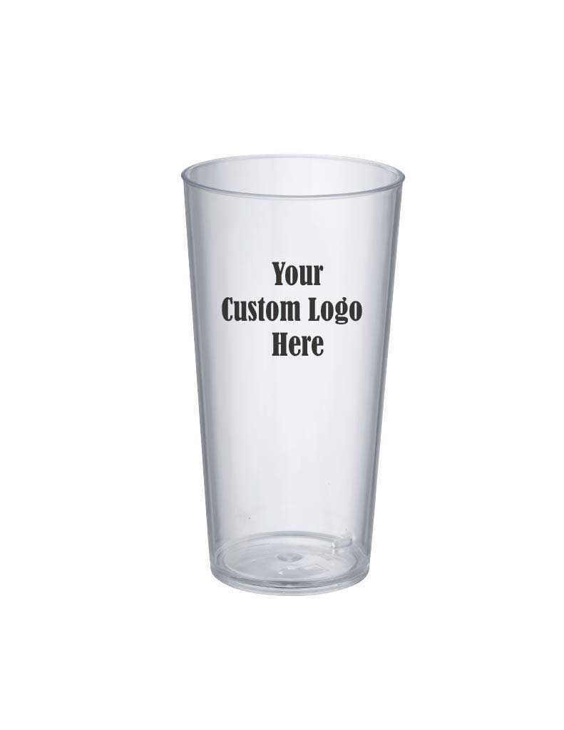 Clear Crystal Styrene Plastic Pint with 2 COLOR Custom Logo
