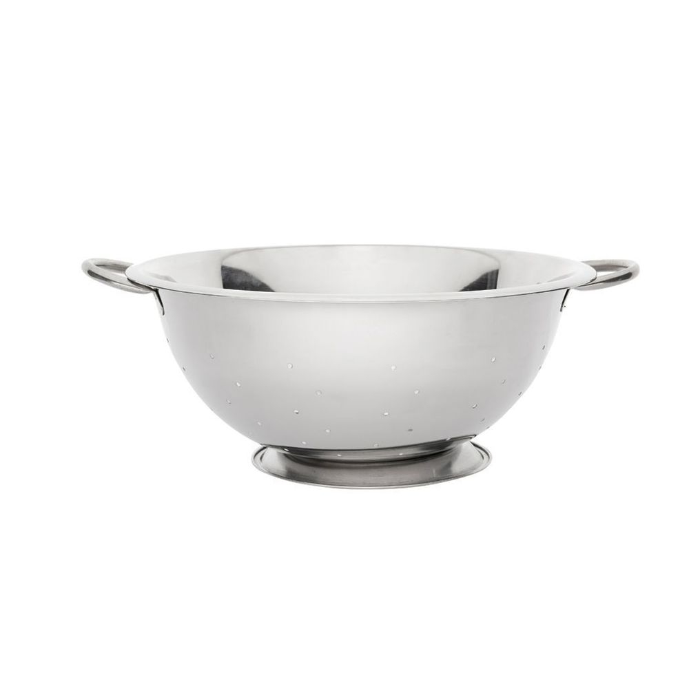 Browne Stainless Steel Mirror Finish Footed Colander, 8 Quart Capacity