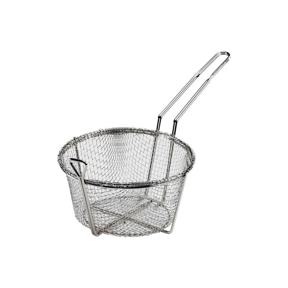Browne Heavy Nickel-plated Round Medium Mesh Wire Fry Basket, 8.5 Inch Dia.