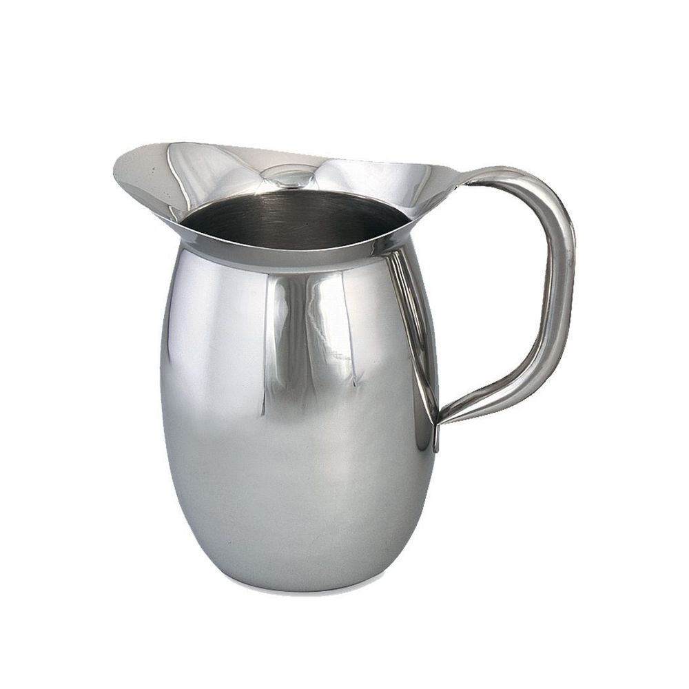 Browne Stainless Steel Mirror Finish Bell Shaped Pitcher, 100 Ounce Capacity